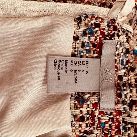 Multicoloured Lined Tweed Woven Wrap Midi Skirt US 6 - Picture 5 of 7